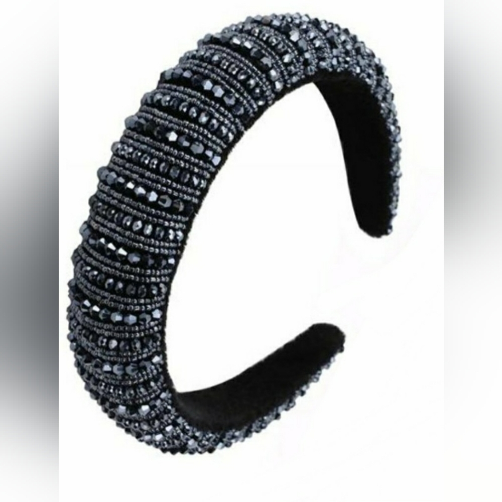 Navy Blue Crystal Beaded Headband NWOT